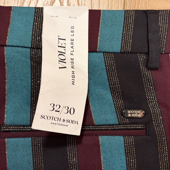Scotch & Soda Violet Glitter Striped Flare Pants, sz 32x30 - Picture 8 of 16